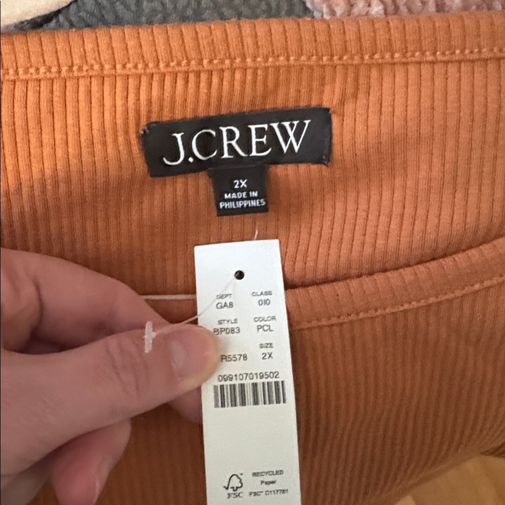 J. Crew Rust Ruffle Sleeve Ribbed Tank - Picture 2 of 4